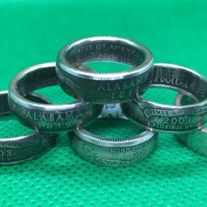 Alabama State Quarter Coin Rings 5.5-10.5